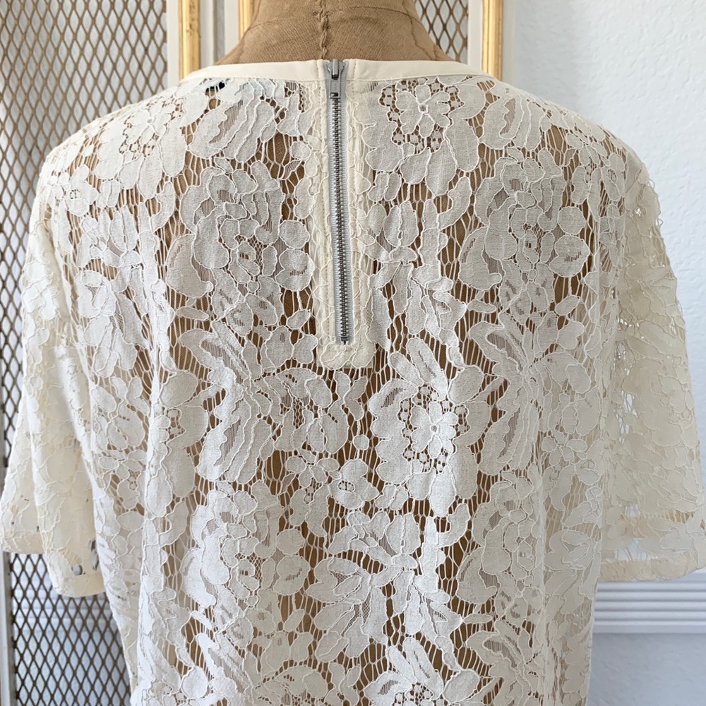 Pre-owned Madewell Lace Refined Tee Style F0191(L) - Picture 6 of 8